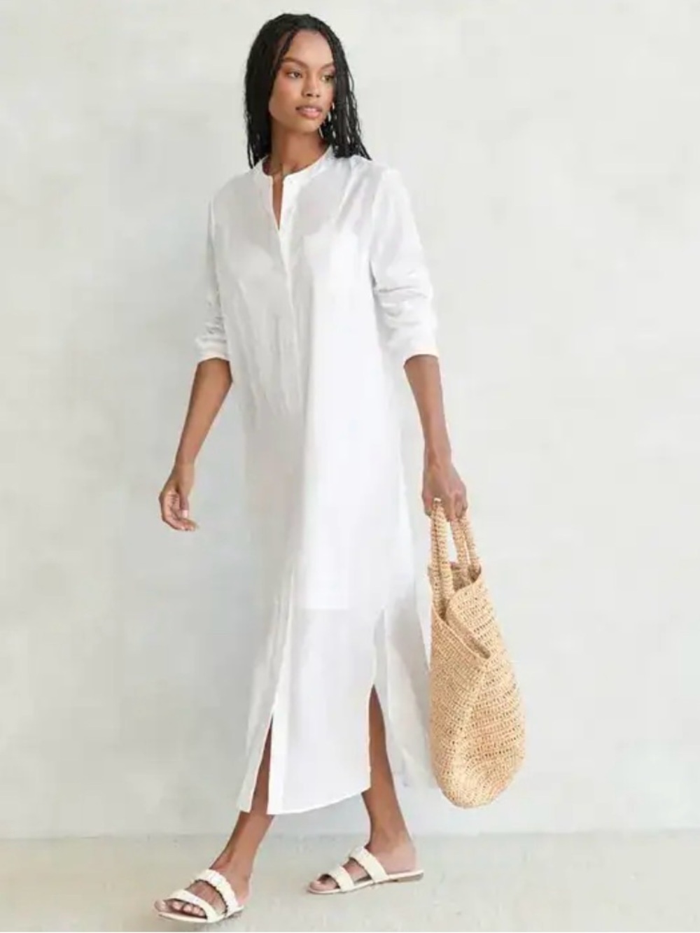 Jenni Kayne Capri Caftan White Long Sleeve Dress